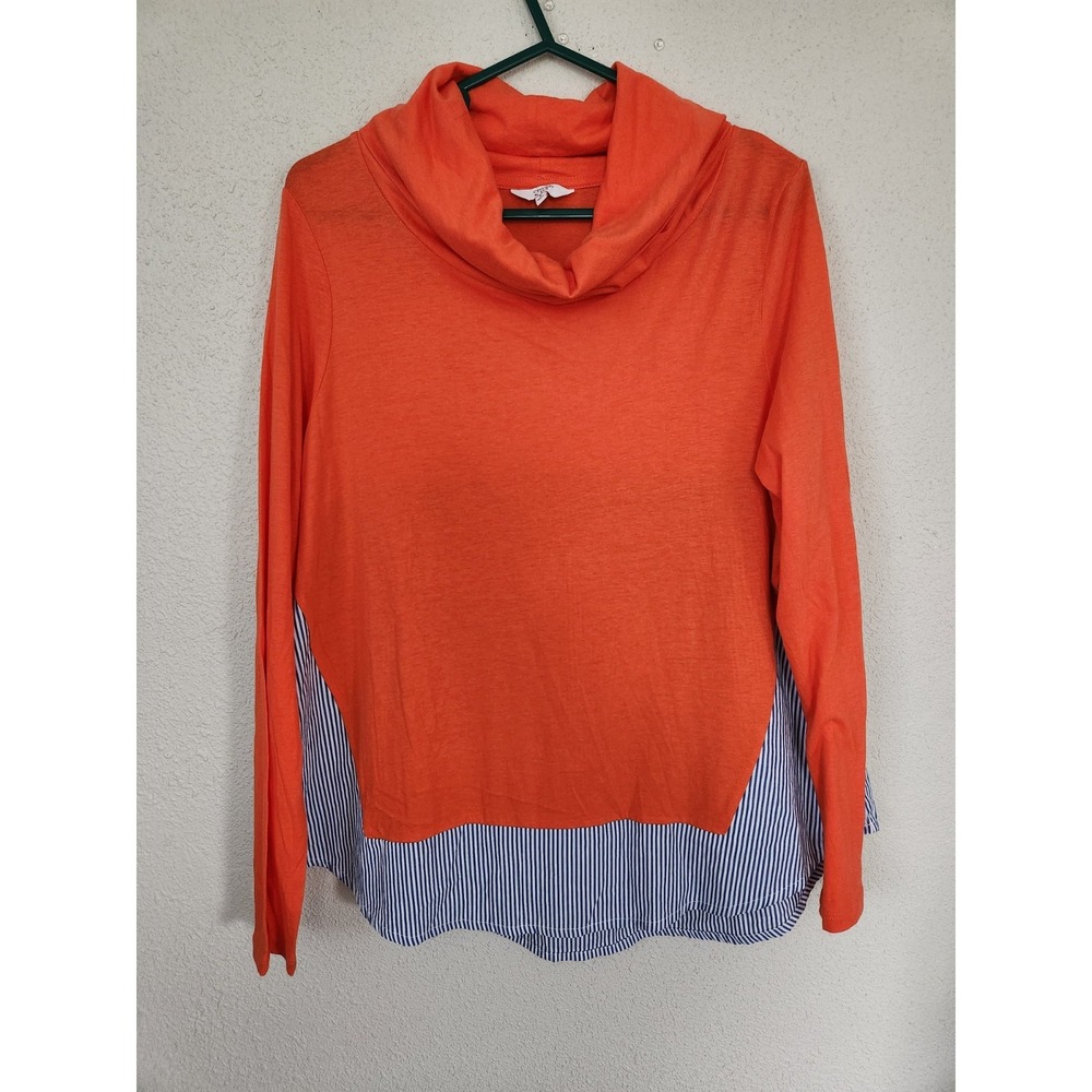 Crown & Ivy Long Sleeve Pullover Turtle Neck Shirt Orange Lightweight Womens S